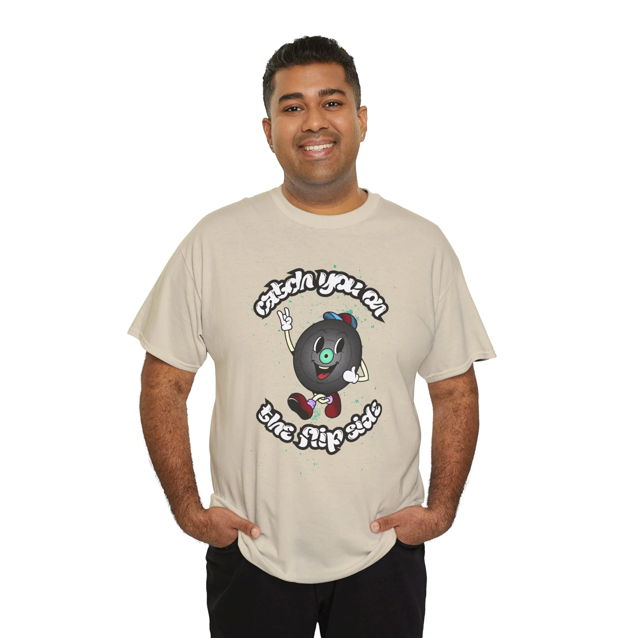 'Catch You On The Flip Side' Men's Vinyl T-Shirt - Image 25