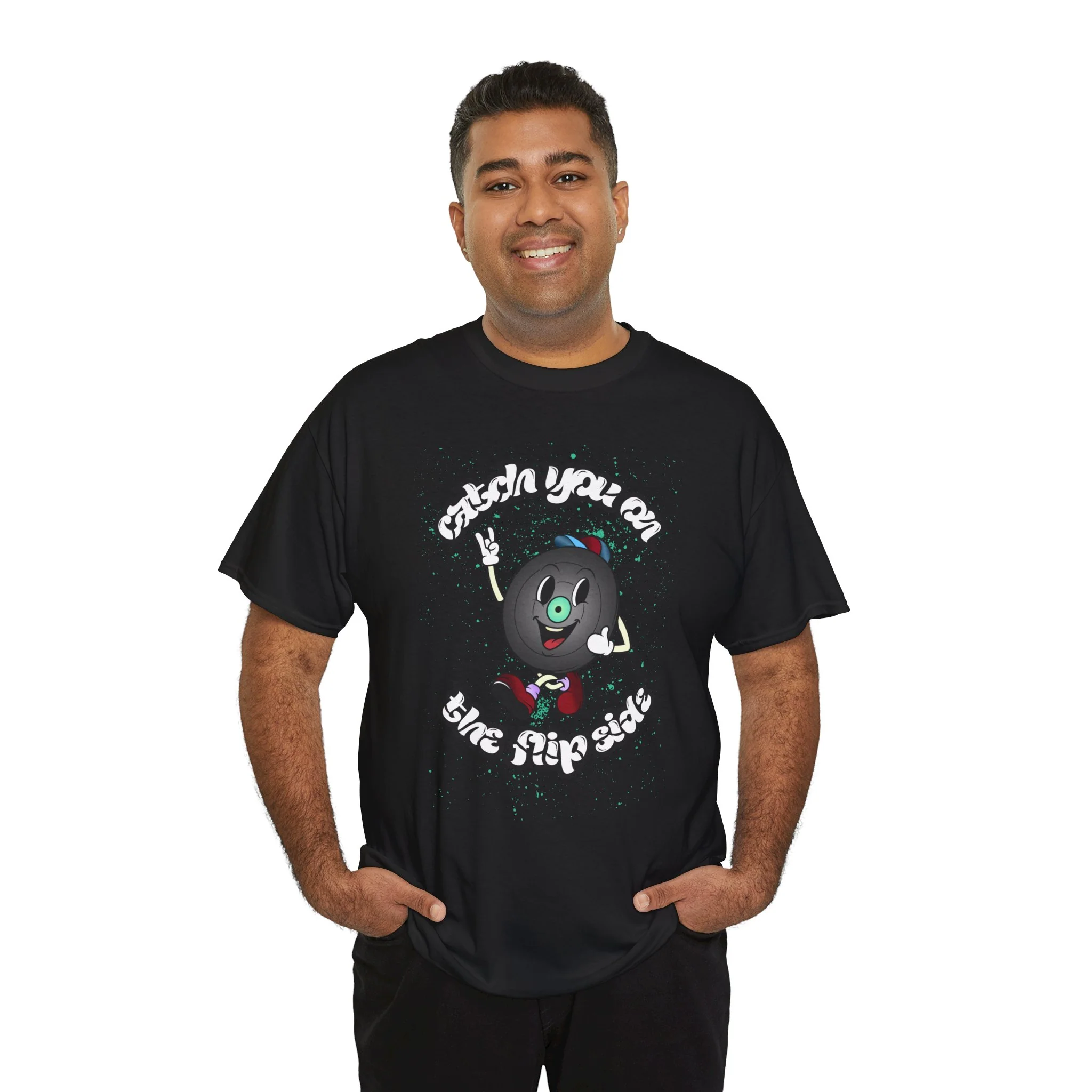 'Catch You On The Flip Side' Men's Vinyl T-Shirt - Image 34