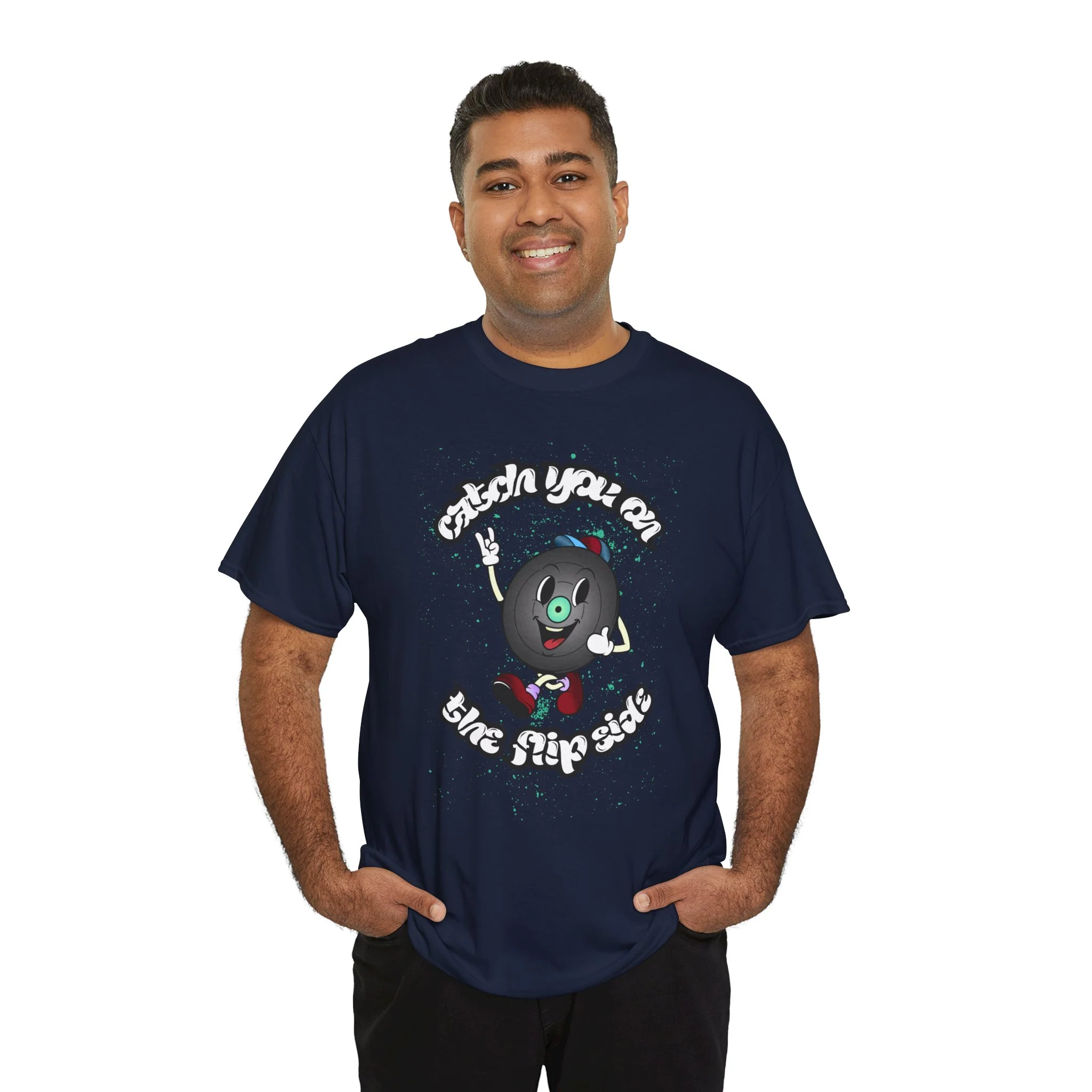 'Catch You On The Flip Side' Men's Vinyl T-Shirt - Image 43