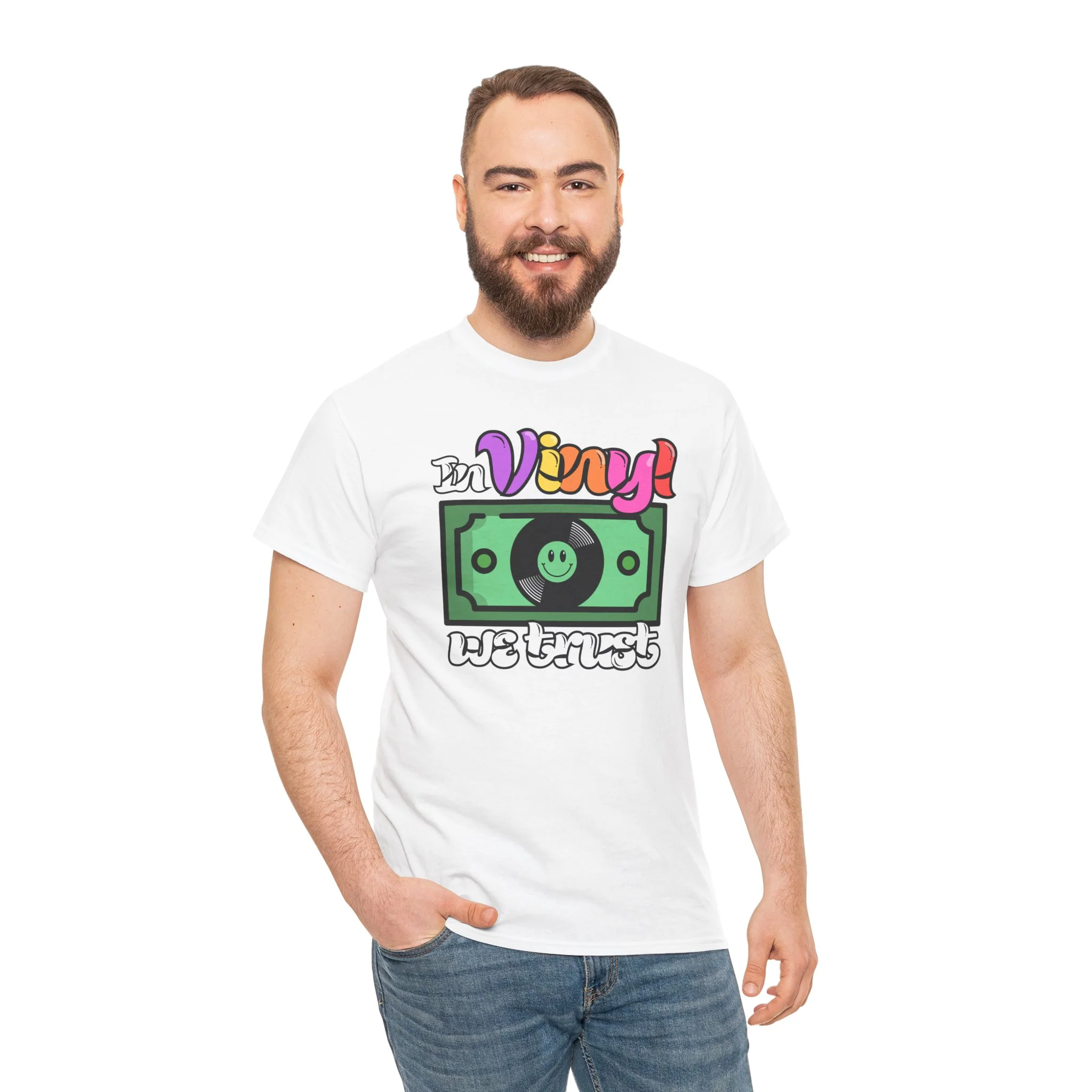 'In Vinyl We Trust' Men's T-Shirt - Image 24