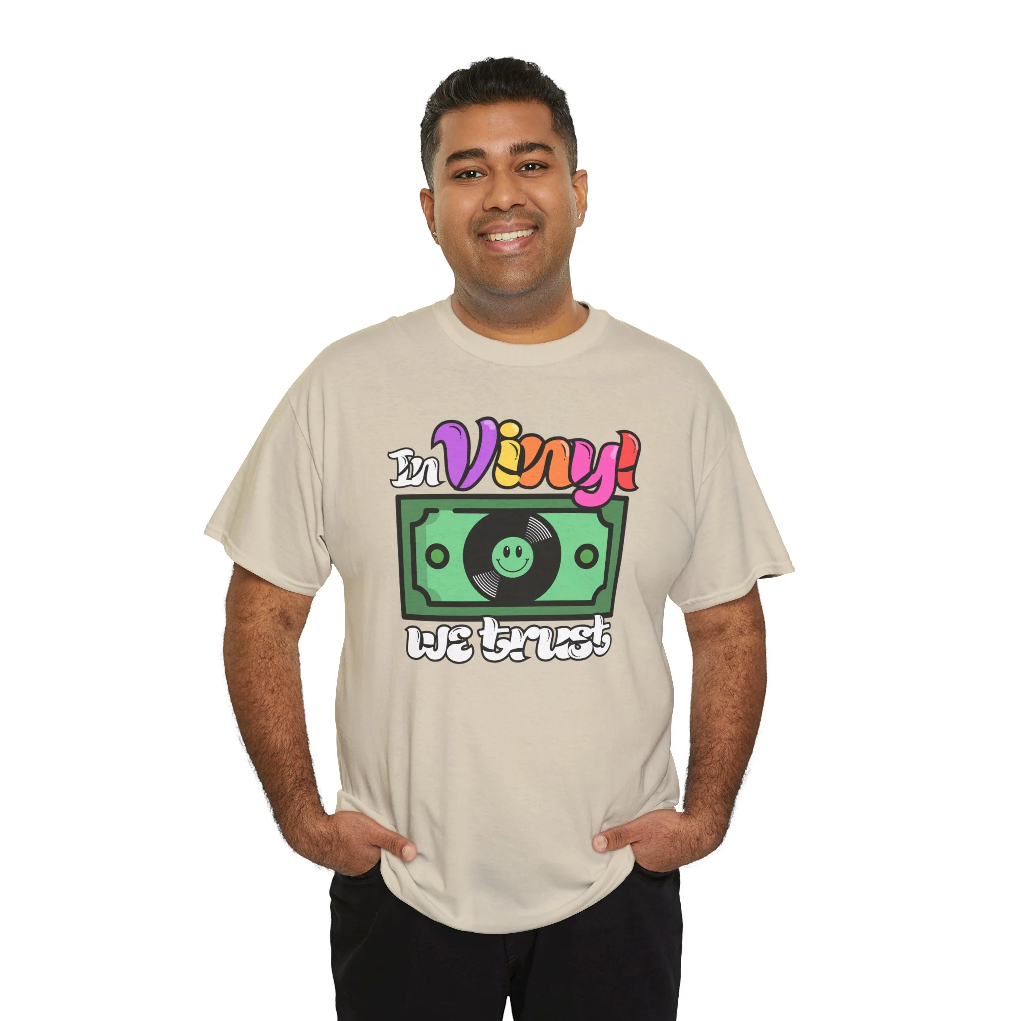 'In Vinyl We Trust' Men's T-Shirt - Image 61