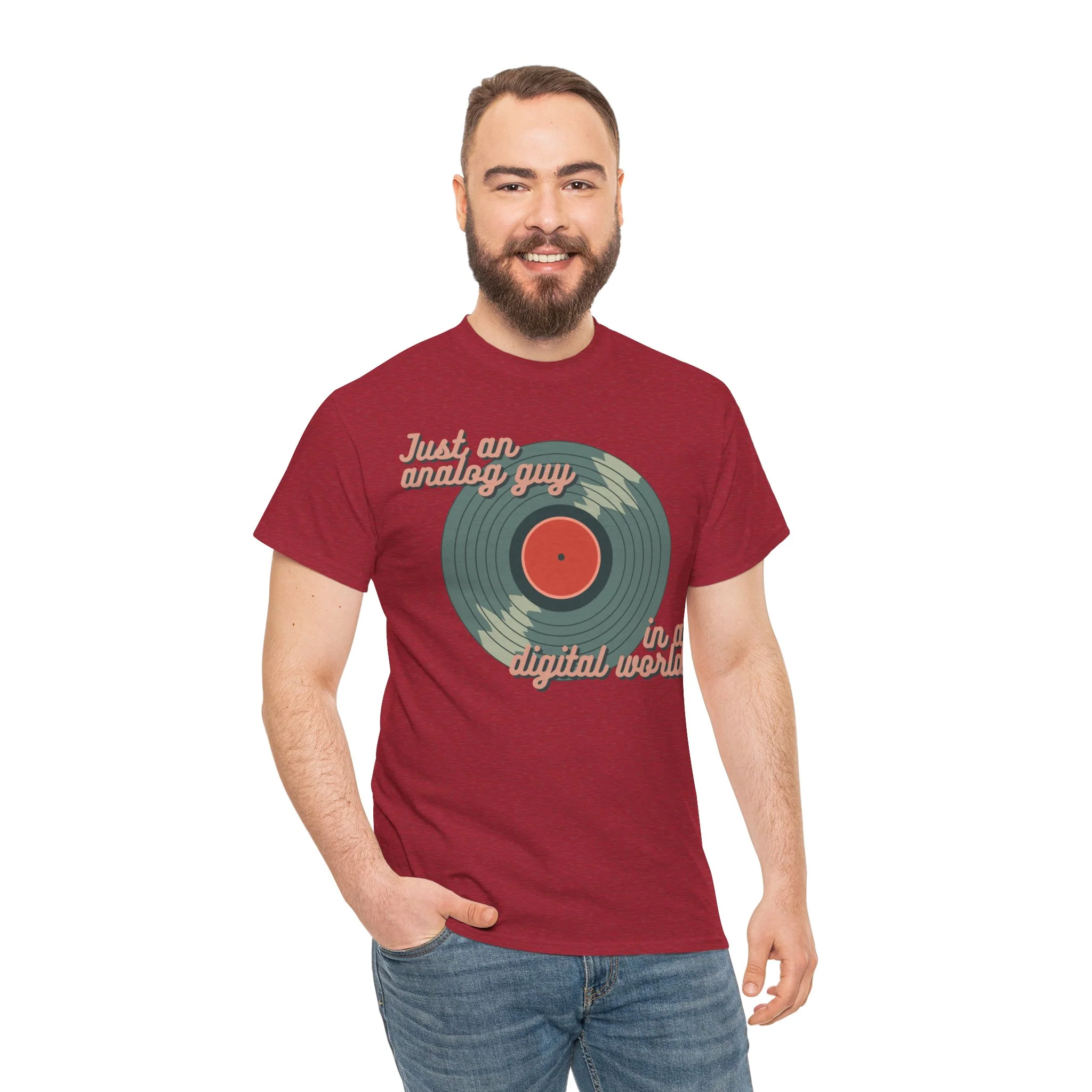 'Just an Analog Guy, In a Digital World' Men's T-Shirt - Image 6
