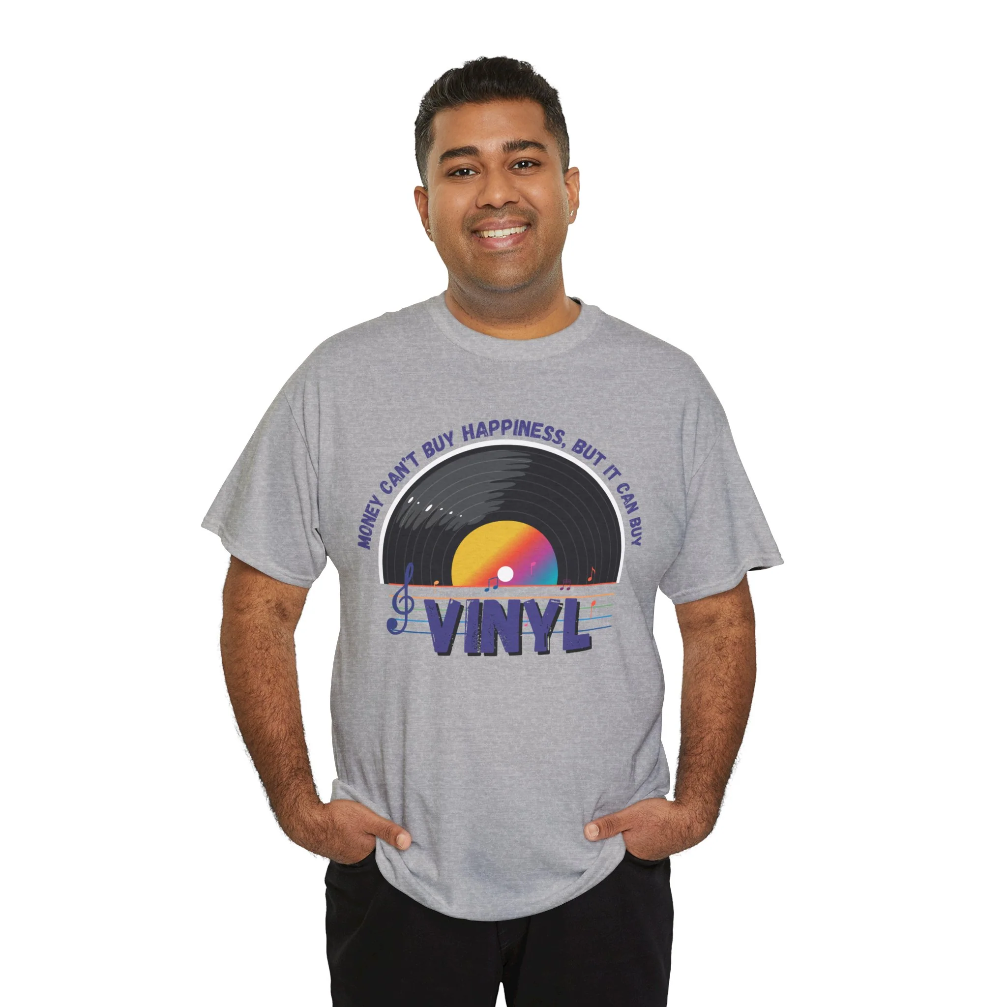 'Money Can't Buy Happiness, But It Can Buy Vinyl' Men's T-Shirt - Image 38