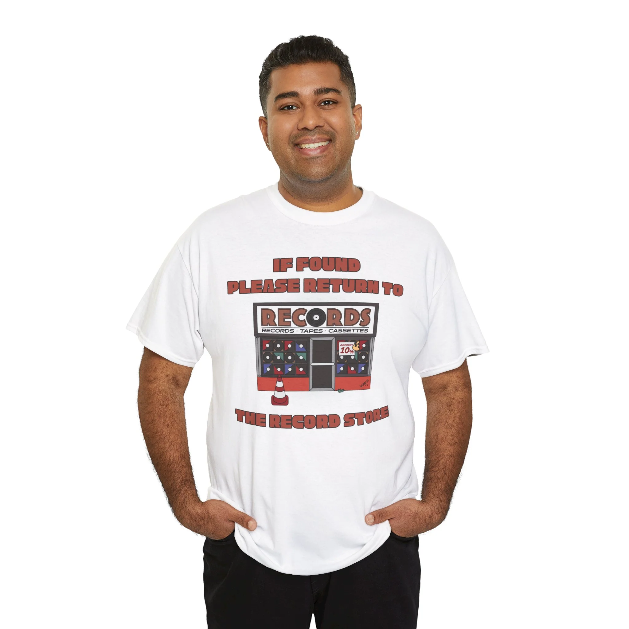 'If Found, Please Return to the Record Store' Men's T-Shirt - Image 54
